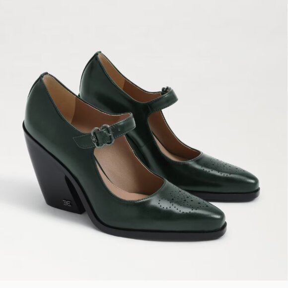 Forest Green Mary Jane Block Heel Pumps – New Without Box - Picture 1 of 3
